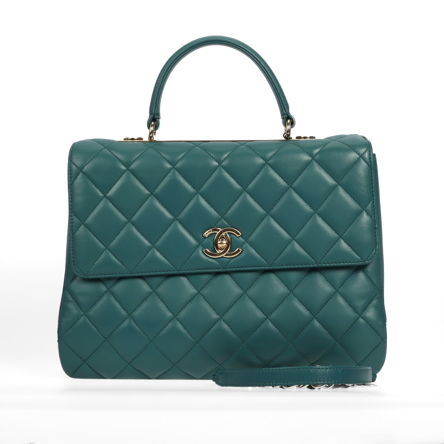 Pre-Owned Chanel Trendy CC Green Lambskin Shoulder Bag 10151485