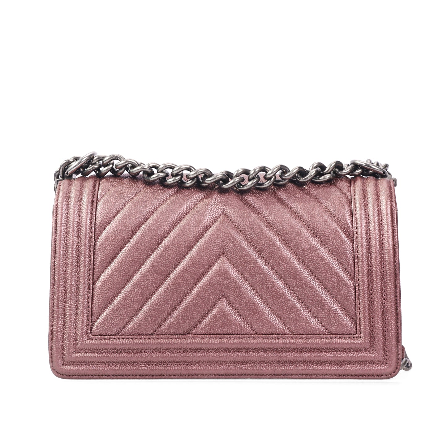 Pre-Owned Chanel Le Boy Purple Chevron Caviar Calfskin Leather Shoulder Bag 12829580 c