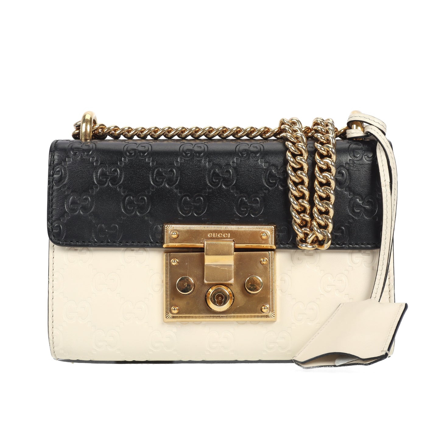 Pre-Owned Gucci Padlock Beige Guccissima Calfskin Shoulder Bag 18830444