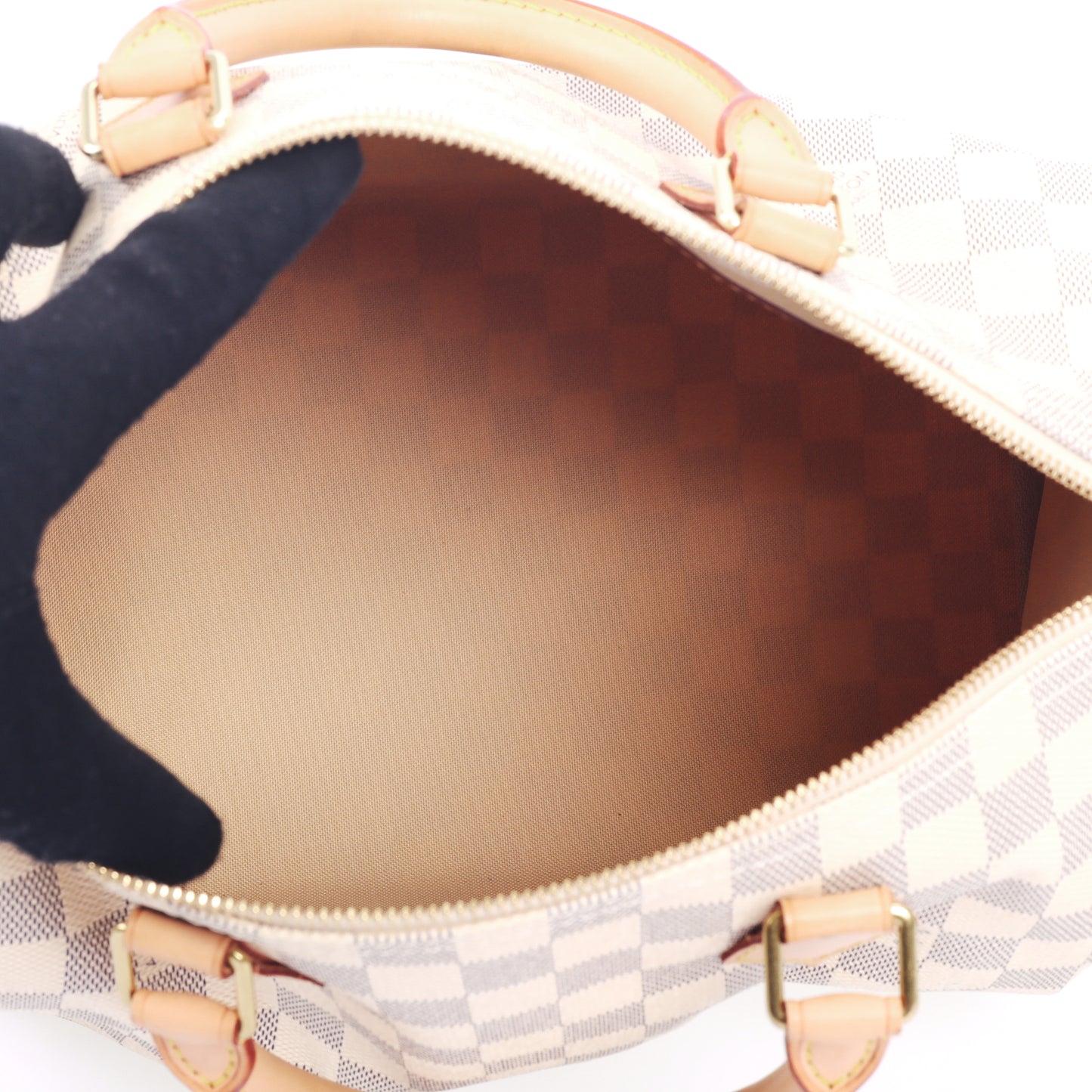Pre-Owned Louis Vuitton Speedy 30 White Damier Azur Coated Canvas Top Handle Bag 19050088