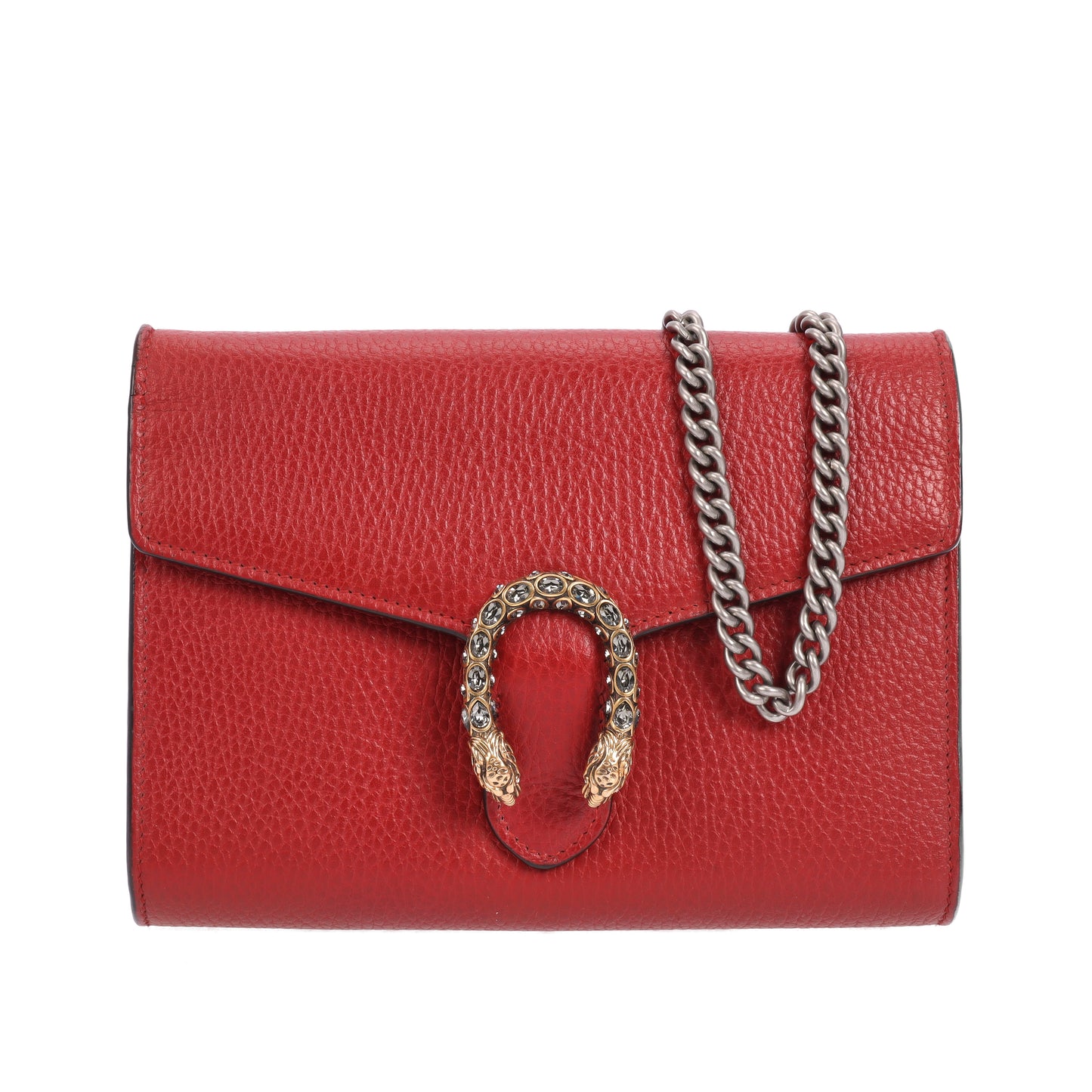 Pre-Owned Gucci Dionysus Red Calfskin Wallet on Chain 20067865