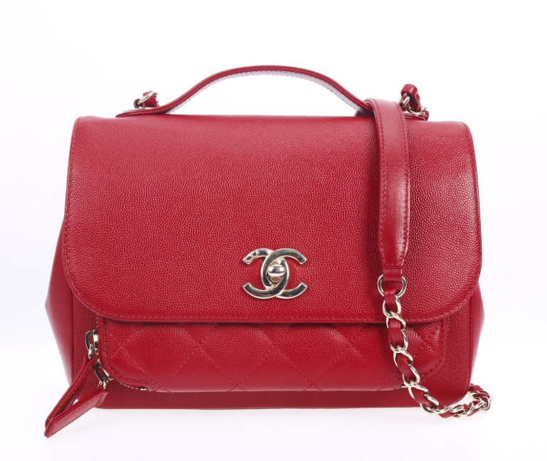 Pre-Owned Chanel Business Affinity Red Calfskin Shoulder Bag 16544494