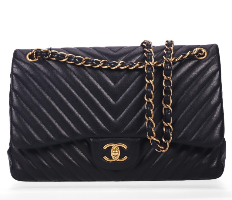 Pre-Owned Chanel Classic Flap Jumbo Size Black Quilted Lambskin Shoulder Bag 42938976