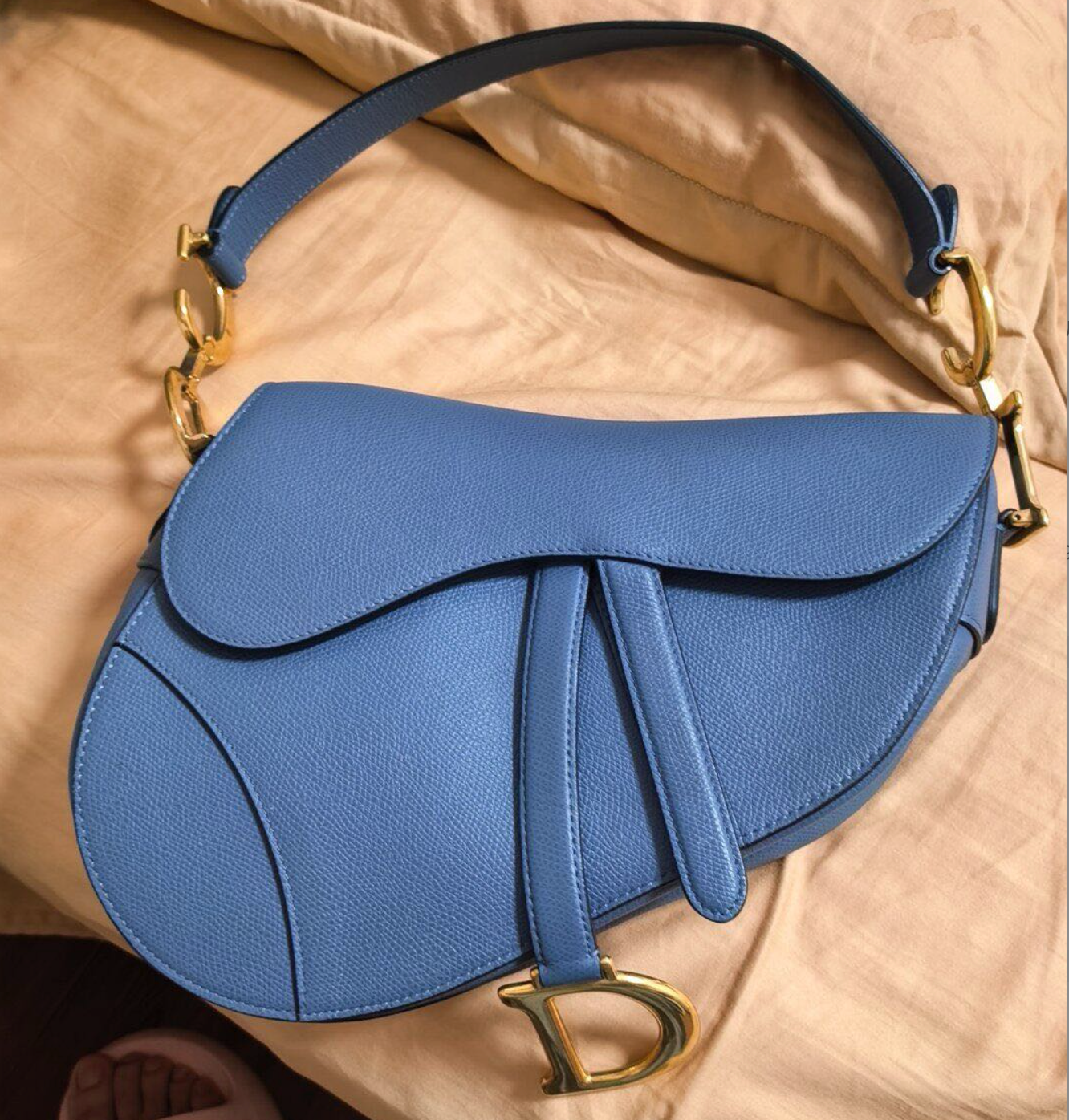 Pre-owned Dior Medium Saddle blue leather shoulder bag 99516234