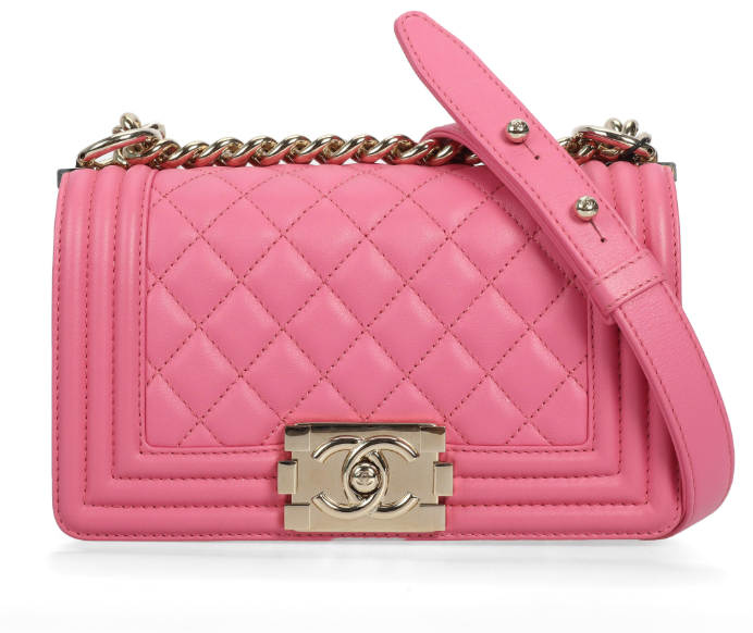 Pre-owned CHANEL Calfskin Crossbody Bags Boy Pink 19049048 yj hz