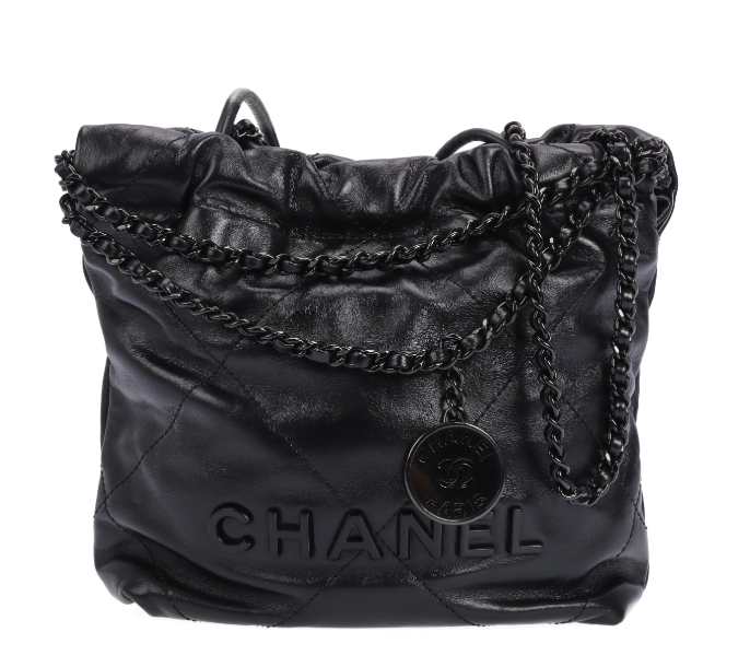 Pre-owned CHANEL Calfskin Crossbody Bags 22 Black Hobo 14840443