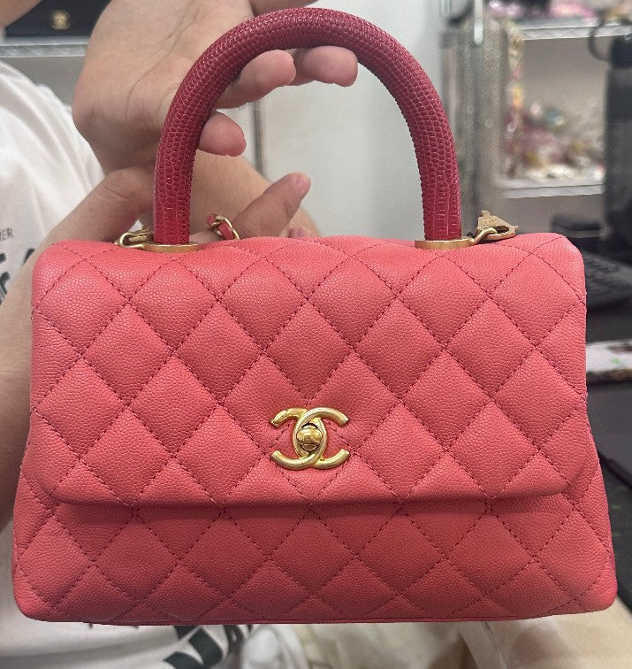 Pre-owned Chanel Coco Hanlde Pink caviar Shoulder Bag 15875477