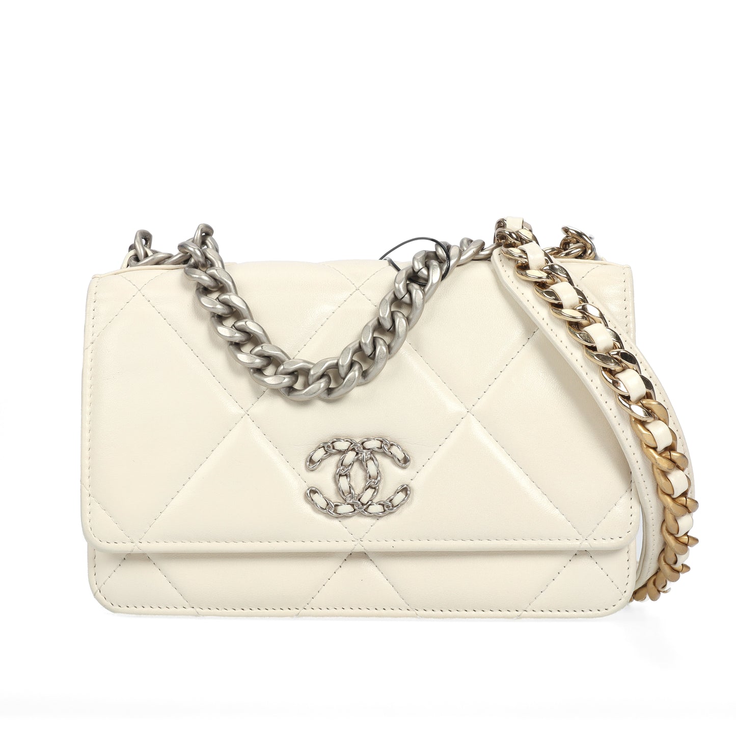 Pre-Owned Chanel White Lambskin Wallet on Chain 20739302