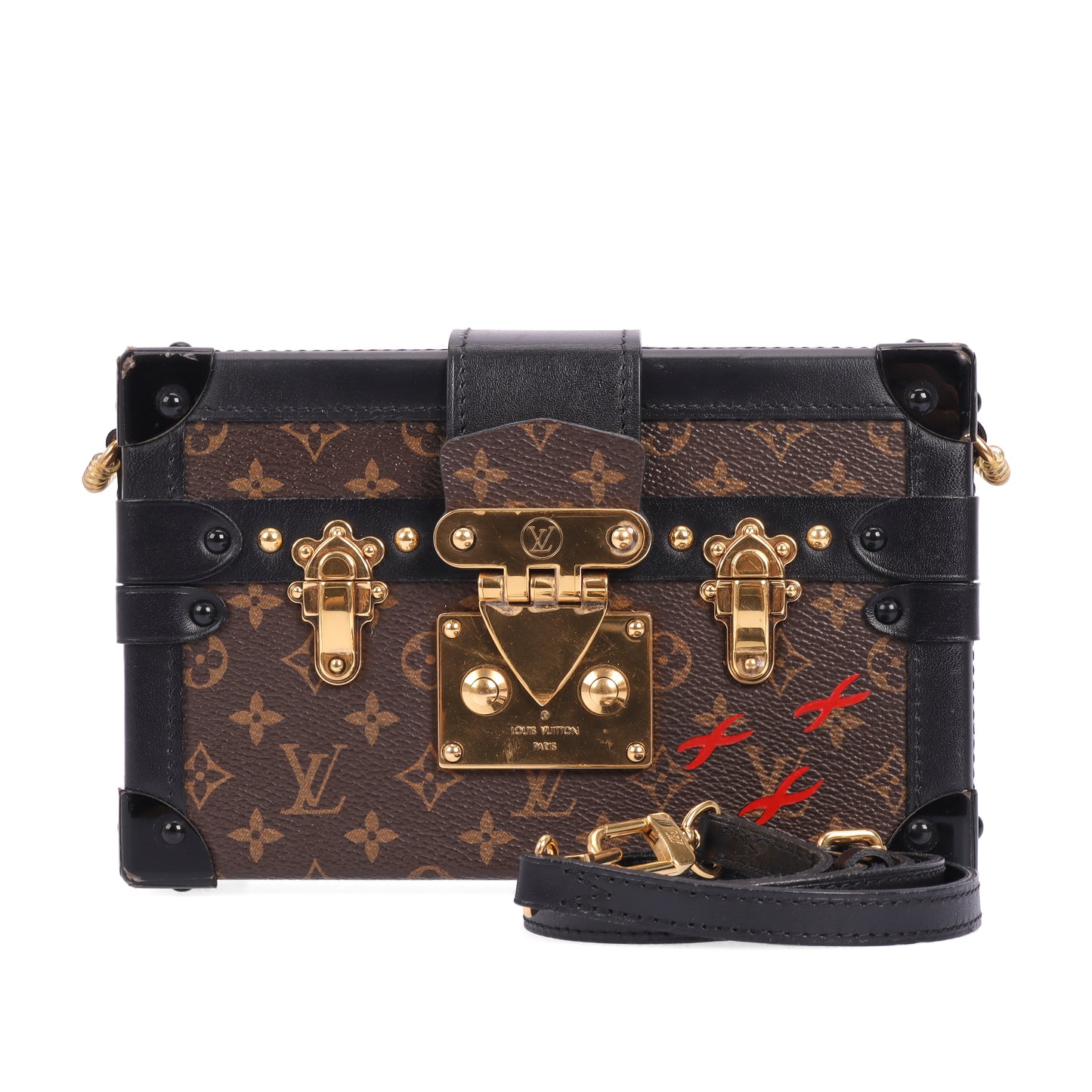 Pre-Owned Louis Vuitton Petite Malle Brown Monogram Coated Canvas Crossbody Bag 22529086