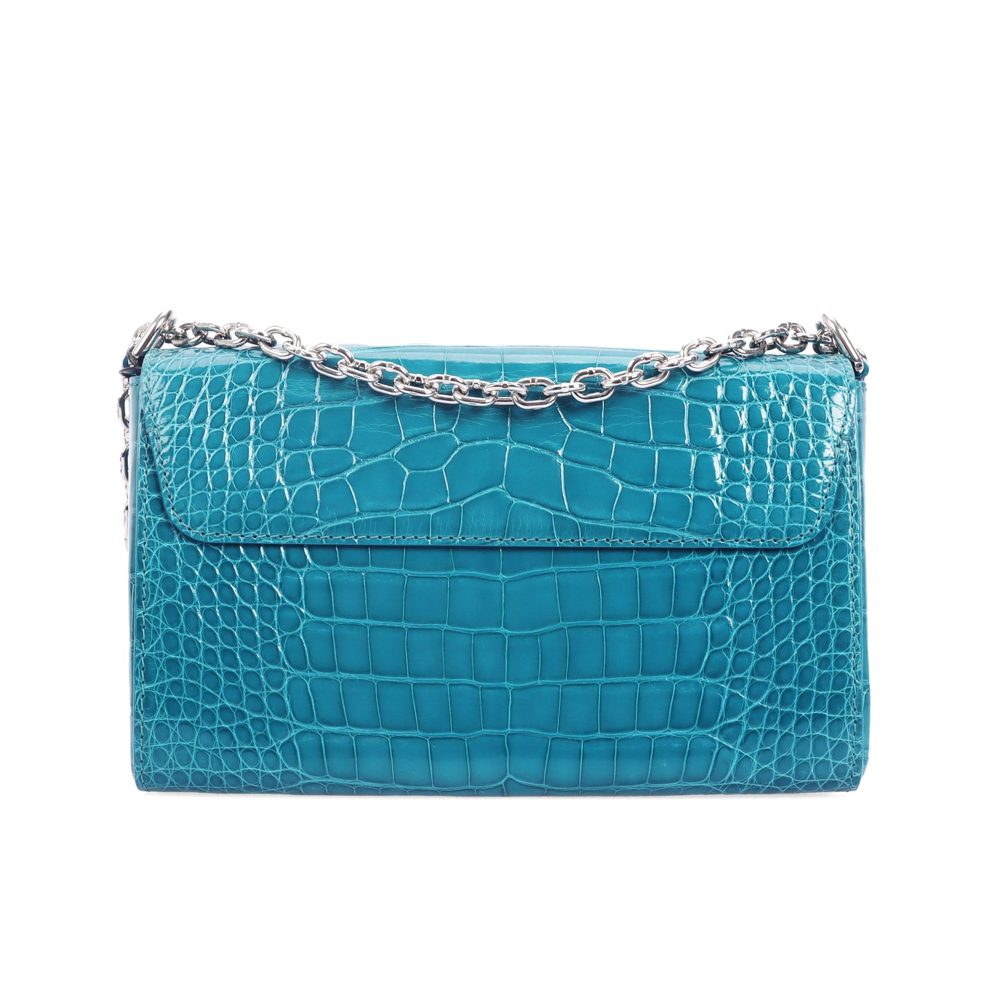 Pre-Owned Louis Vuitton Twist Peacock Blue Crocodile Leather Brillant Crossbody Bag 22584187 L