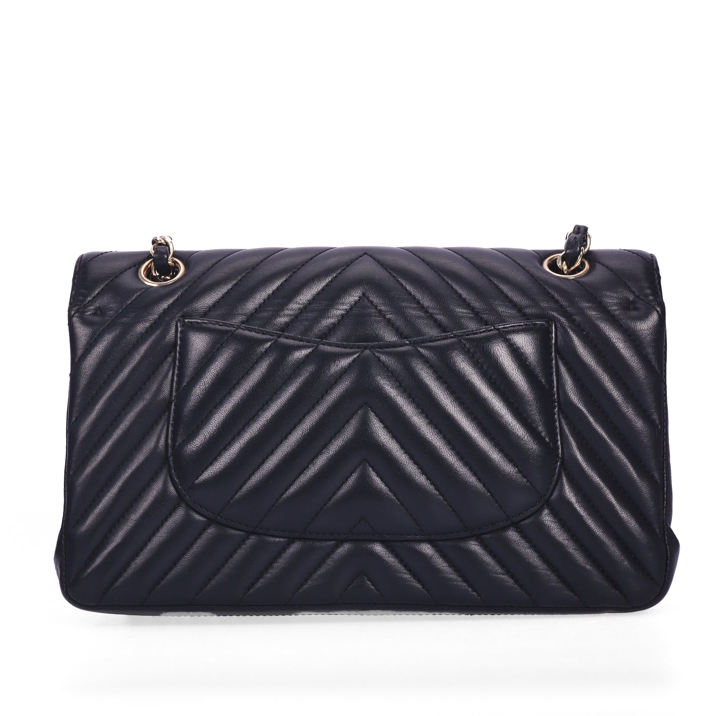 Pre-Owned Chanel Classic Flap Black Chevron Quilted Lambskin Leather Shoulder Bag 27658960