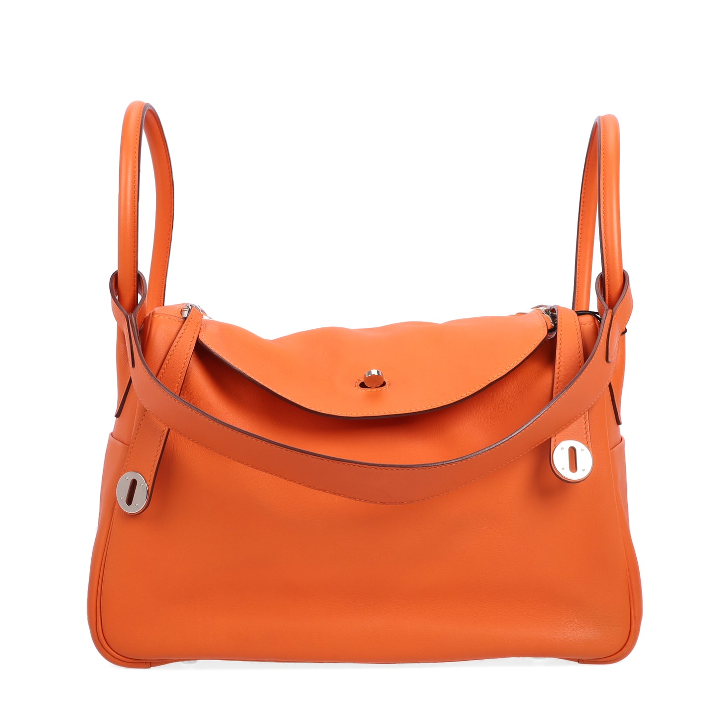 Pre-Owned Hermes Lindy Orange Clemence Leather Shoulder Bag 28543793