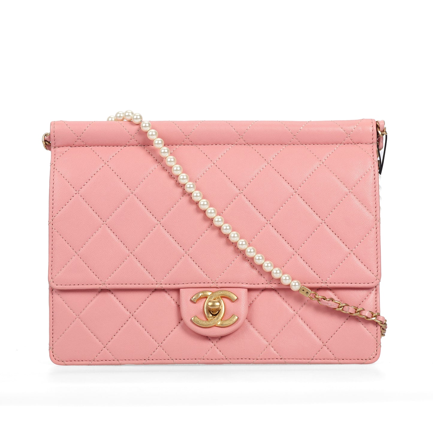 pre-owned chanel classic flap pink calfskin crossbody bag 29049163