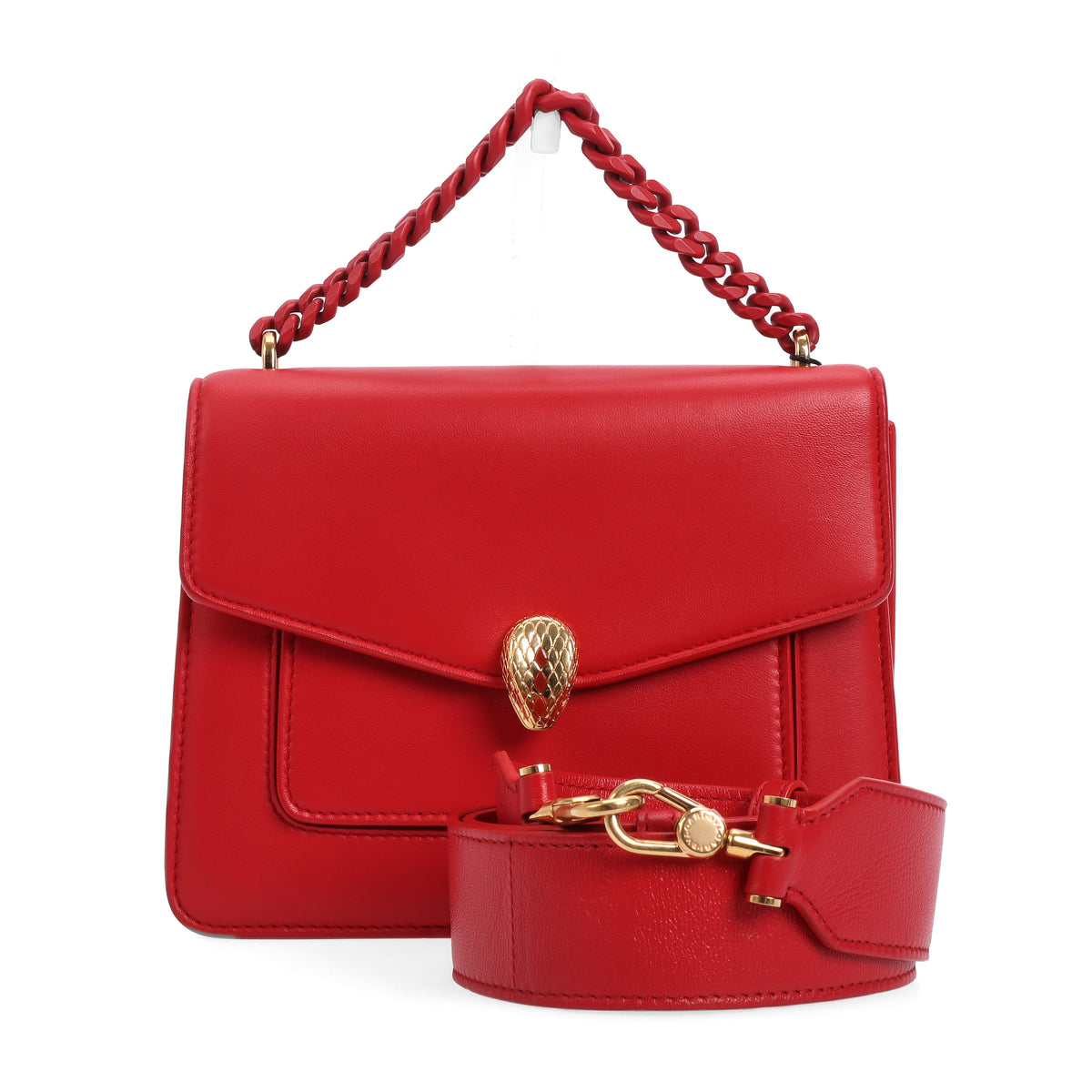 Pre-Owned Bvlgari Red Leather Crossbody Bag 38929535