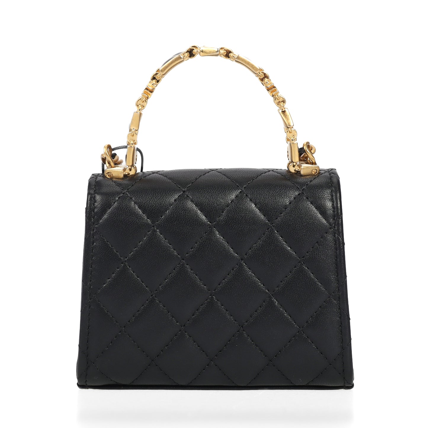 Pre-Owned Chanel Top Handle Flap Bag Black Quilted Calfskin Crossbody Bag 43149763