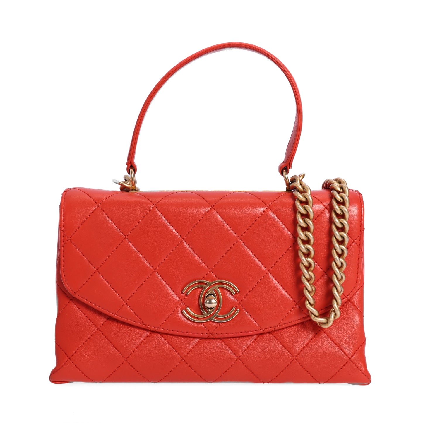 Pre-Owned Chanel Interlocking CC Red Quilted Leather Shoulder Bag 44329328