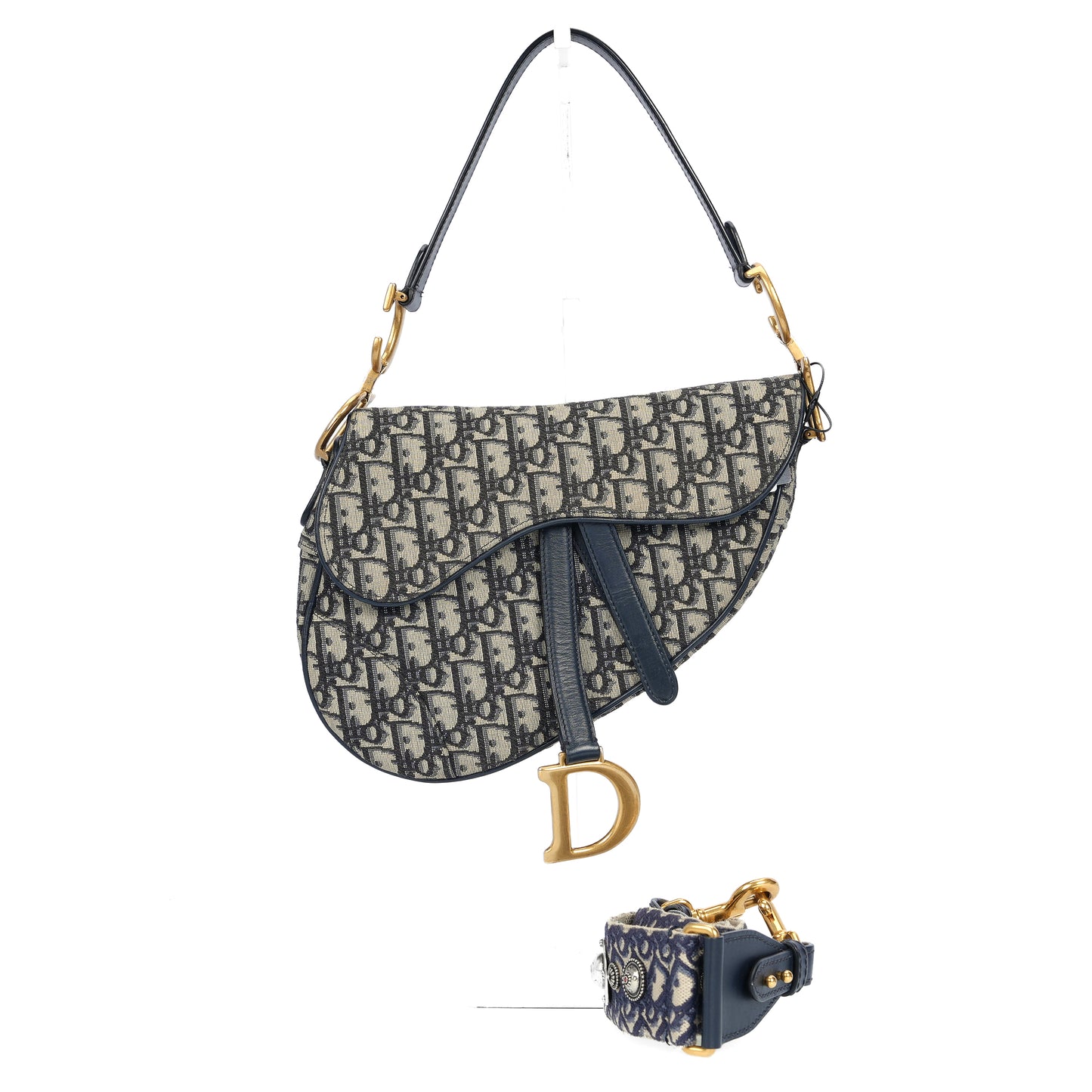 Pre-Owned Dior Saddle Blue Canvas Shoulder Bag 5433421