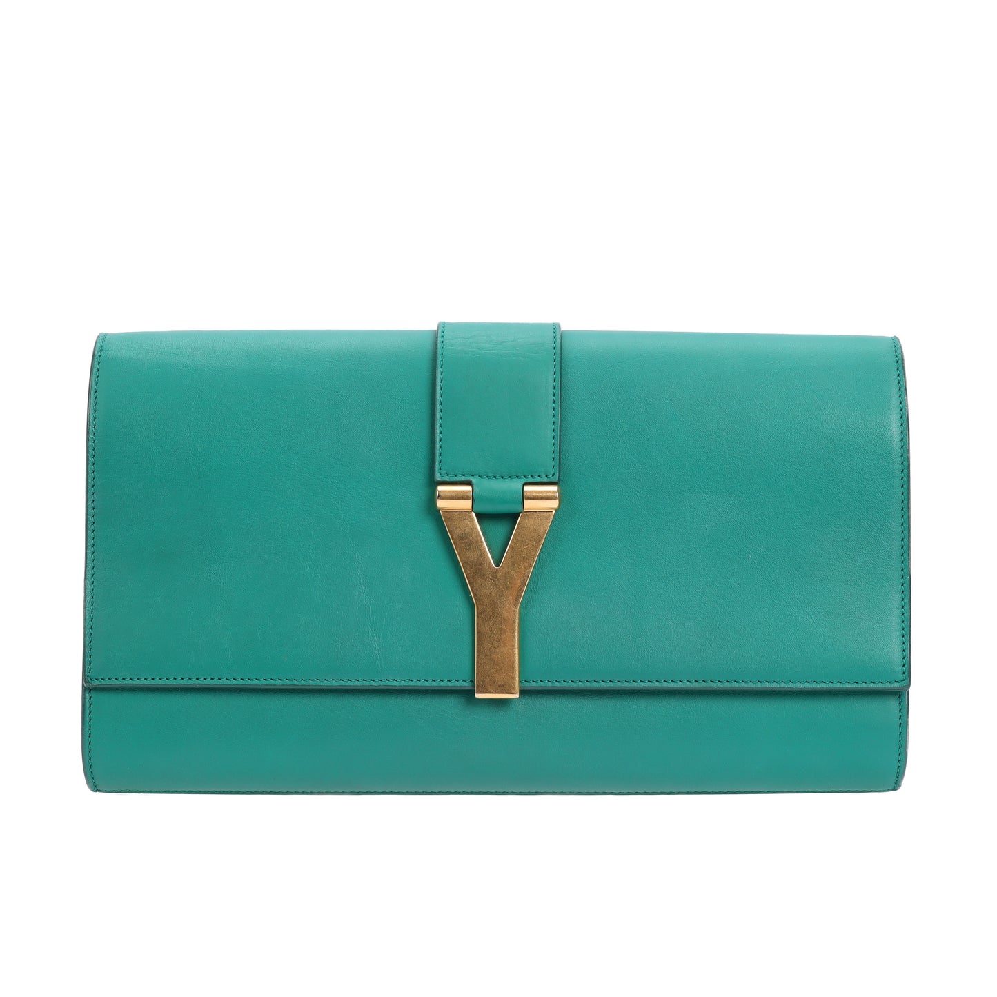 Pre-Owned Saint Laurent Chyc Y Green Calfskin Clutch Bag 54957980