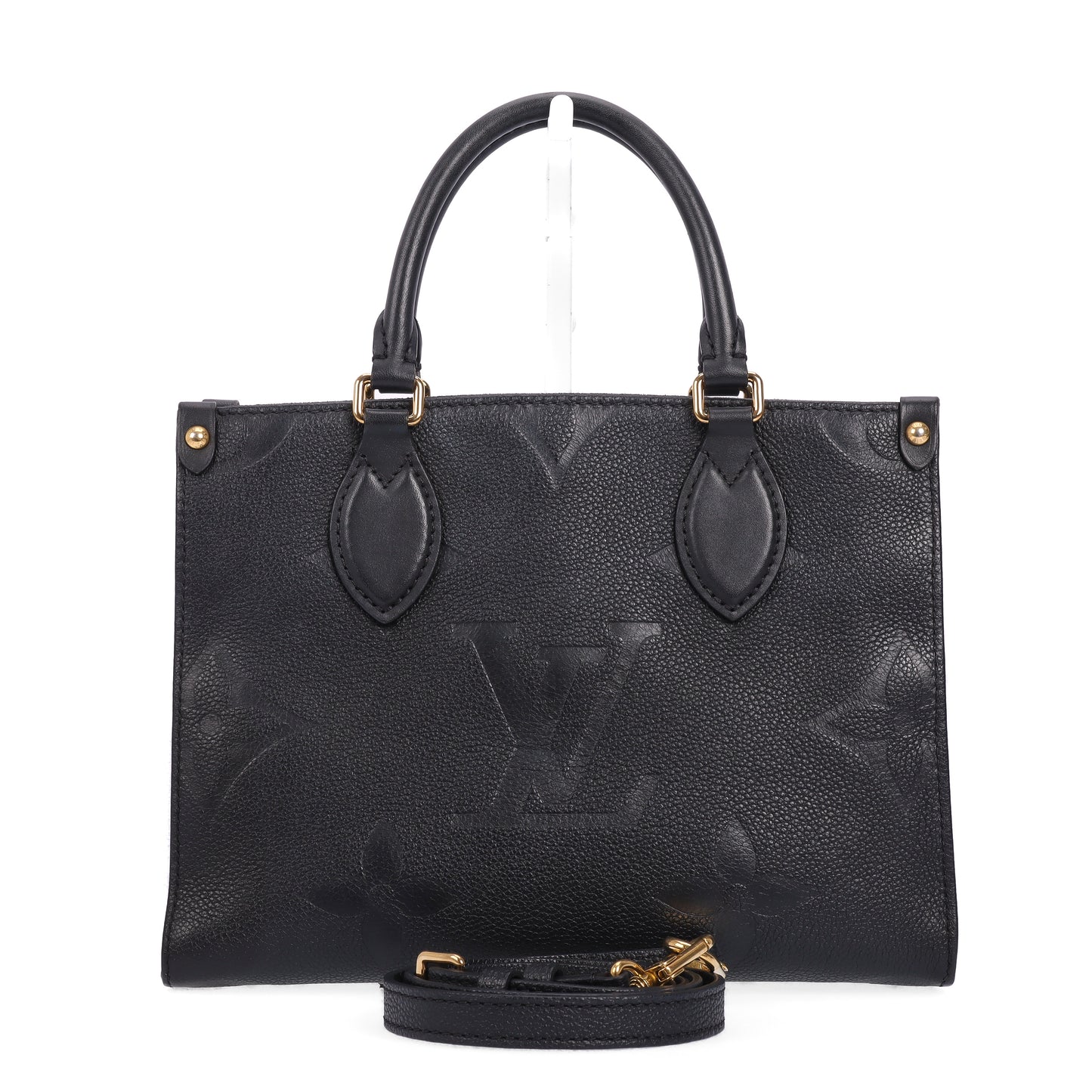 Pre-Owned Louis Vuitton Onthego PM Black Calfskin Shoulder Bag 59045785