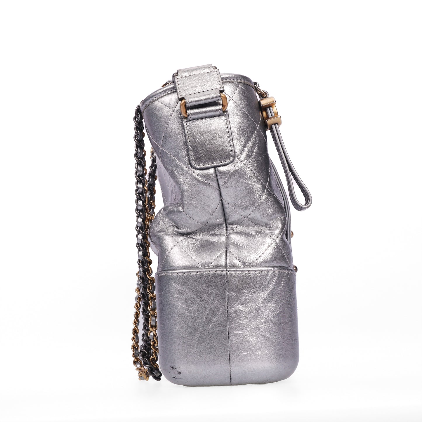 Pre-Owned Chanel Gabrielle Large Size Silver Quilted Calfskin Chain Shoulder Bag 63845910 63845910