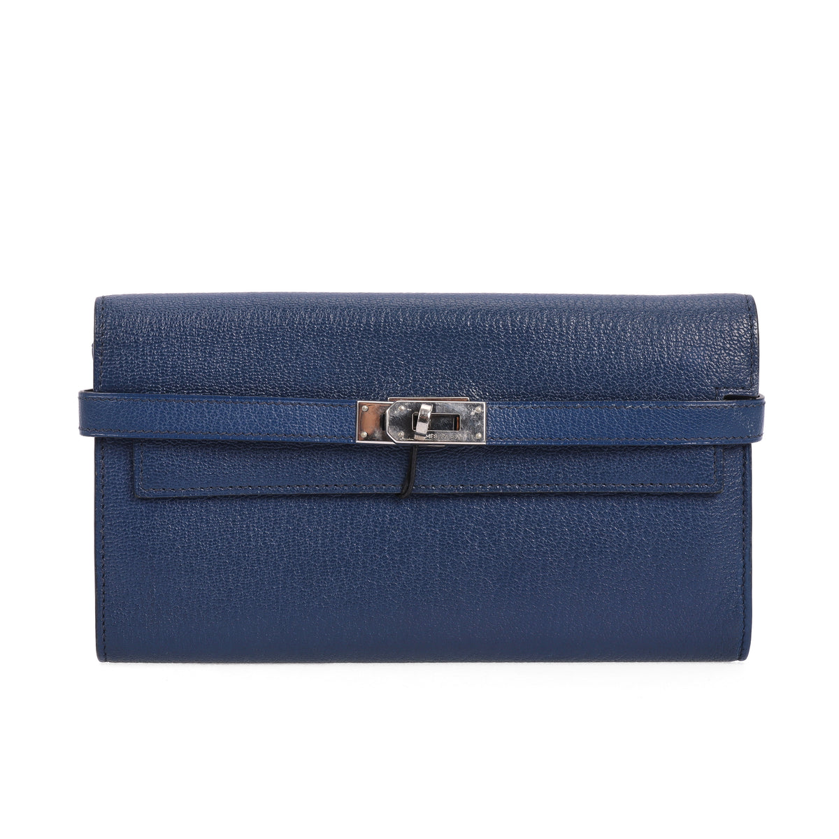 Pre-Owned Hermès Kelly Long Blue Calfskin Wallet 64487677 #41