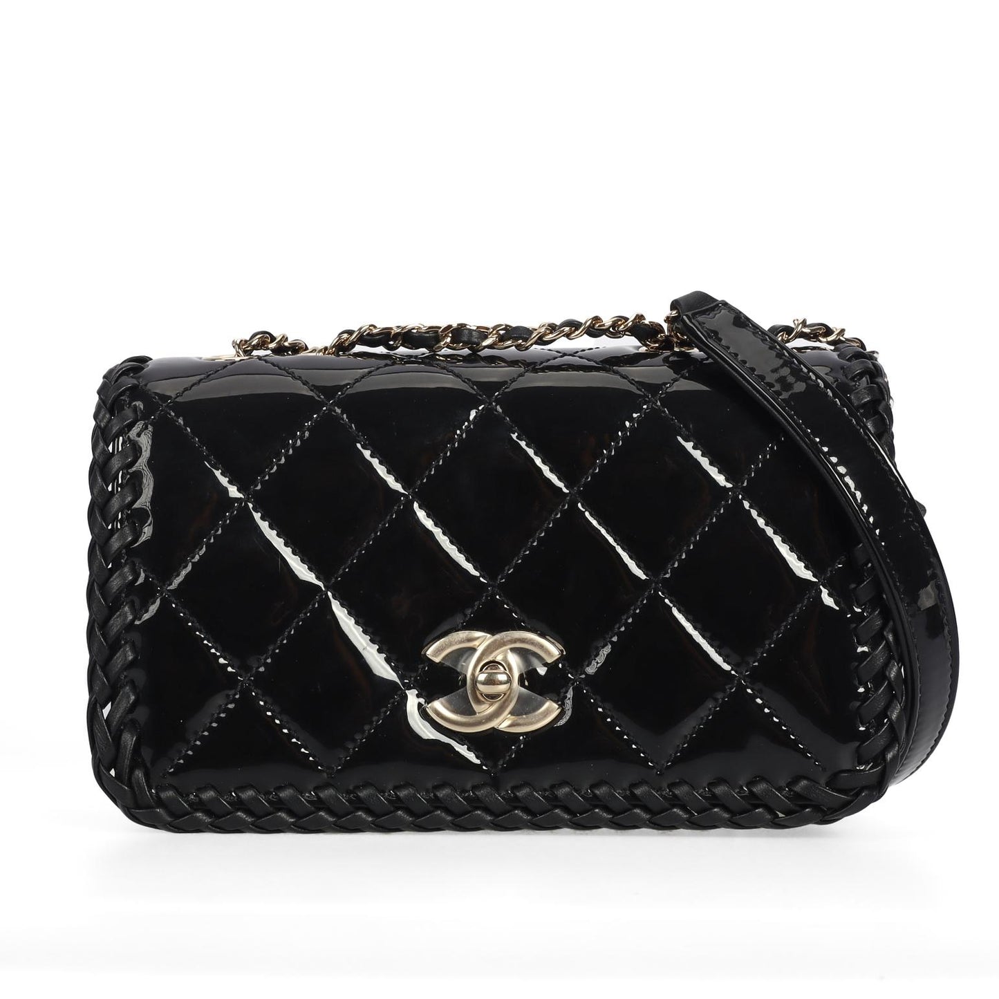 Pre-owned CHANEL Patent Leather Crossbody Bags Black 76322359 hz