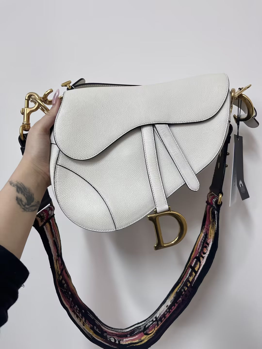Pre-Owned Dior saddle white crossbody bag 56421328