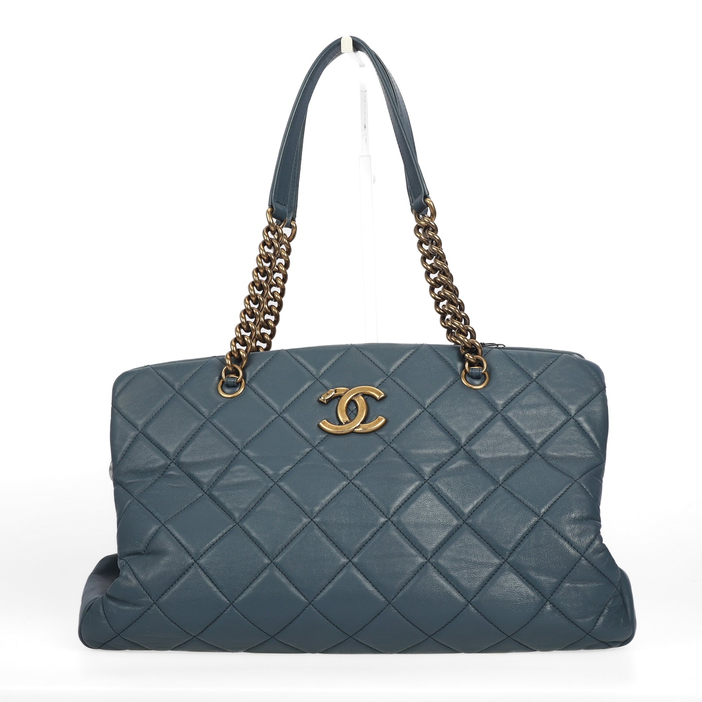 Pre-Owned Chanel CC Crown Blue Leather Shoulder Bag 70149917