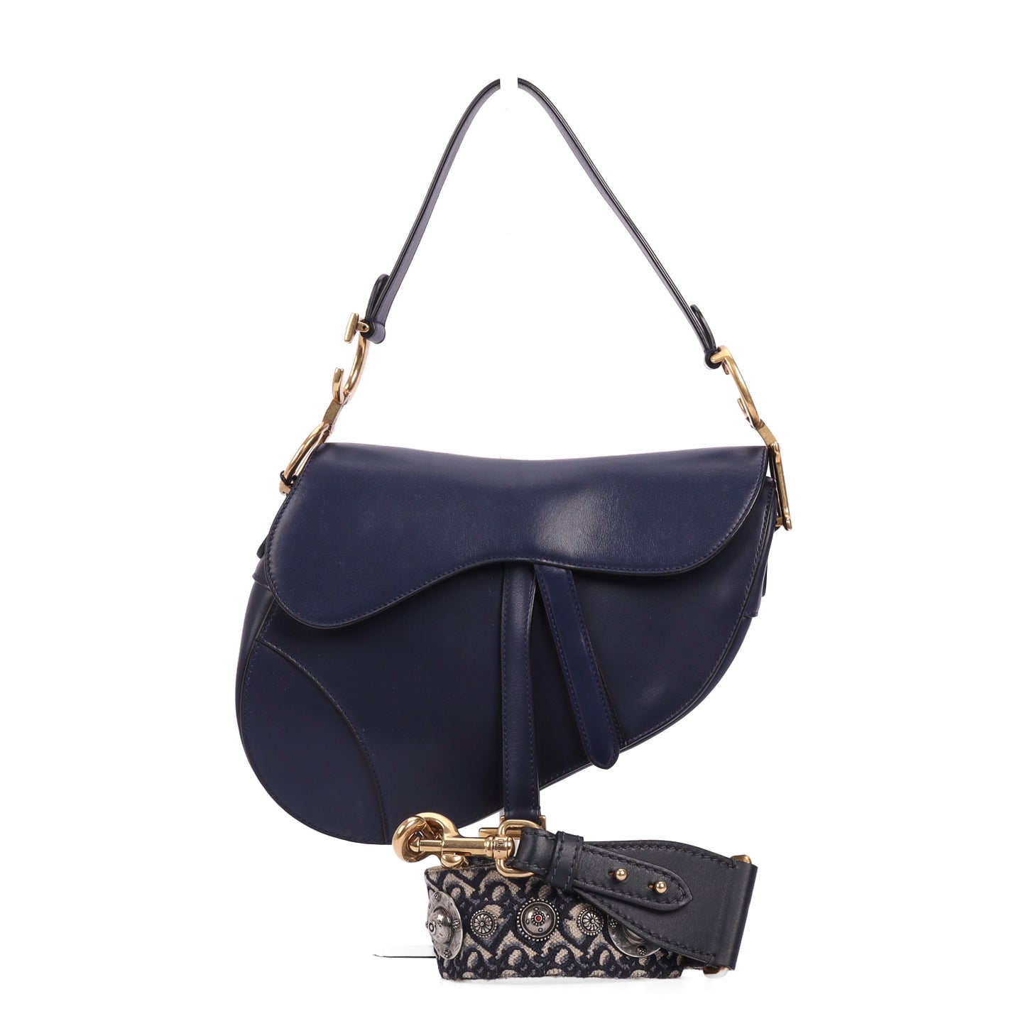 Pre-Owned Dior Saddle Navy Calfskin Shoulder Bag 70964065
