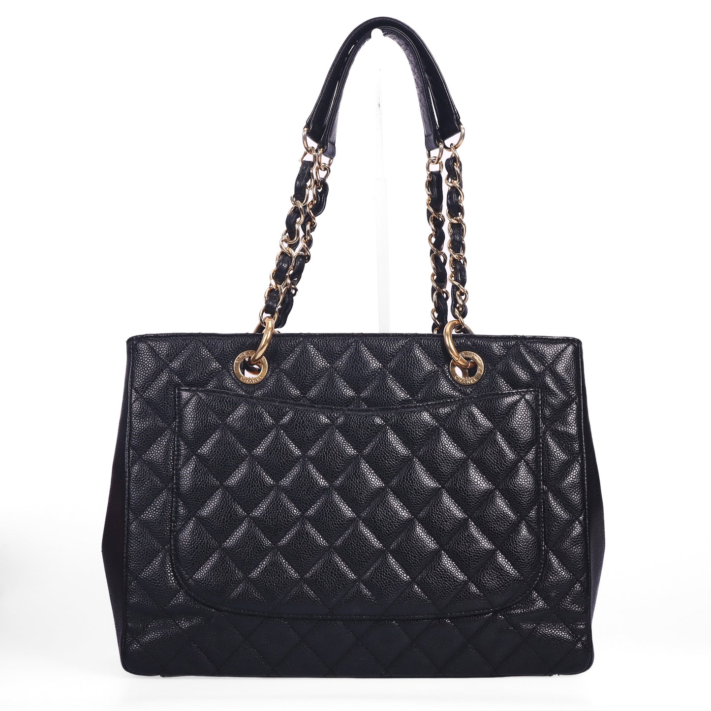 Pre-Owned Chanel Grand Shopping Tote Black Calfskin Shoulder Bag 74503749