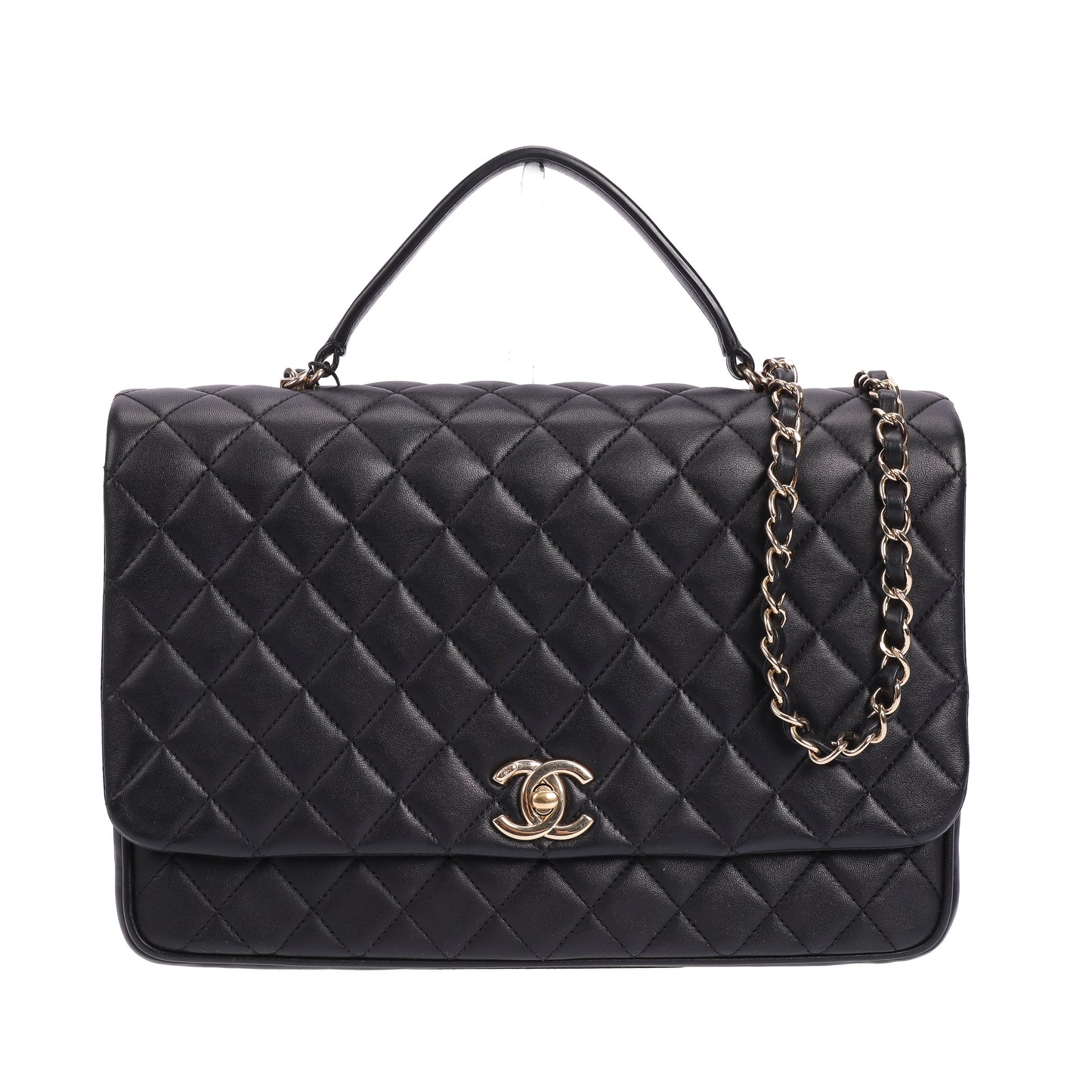 Pre-Owned Chanel Flap Black Quilted Leather Crossbody Bag 79549122