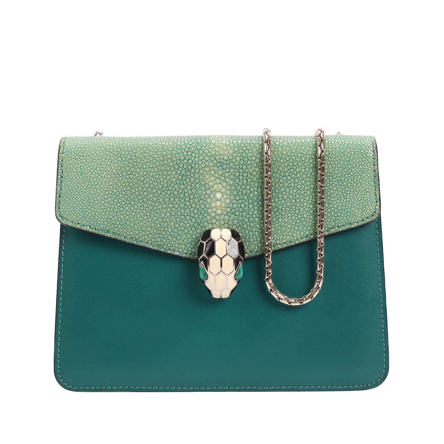 Pre-Owned Bvlgari Serpenti Forever Green Calfskin Crossbody Bag 80025514