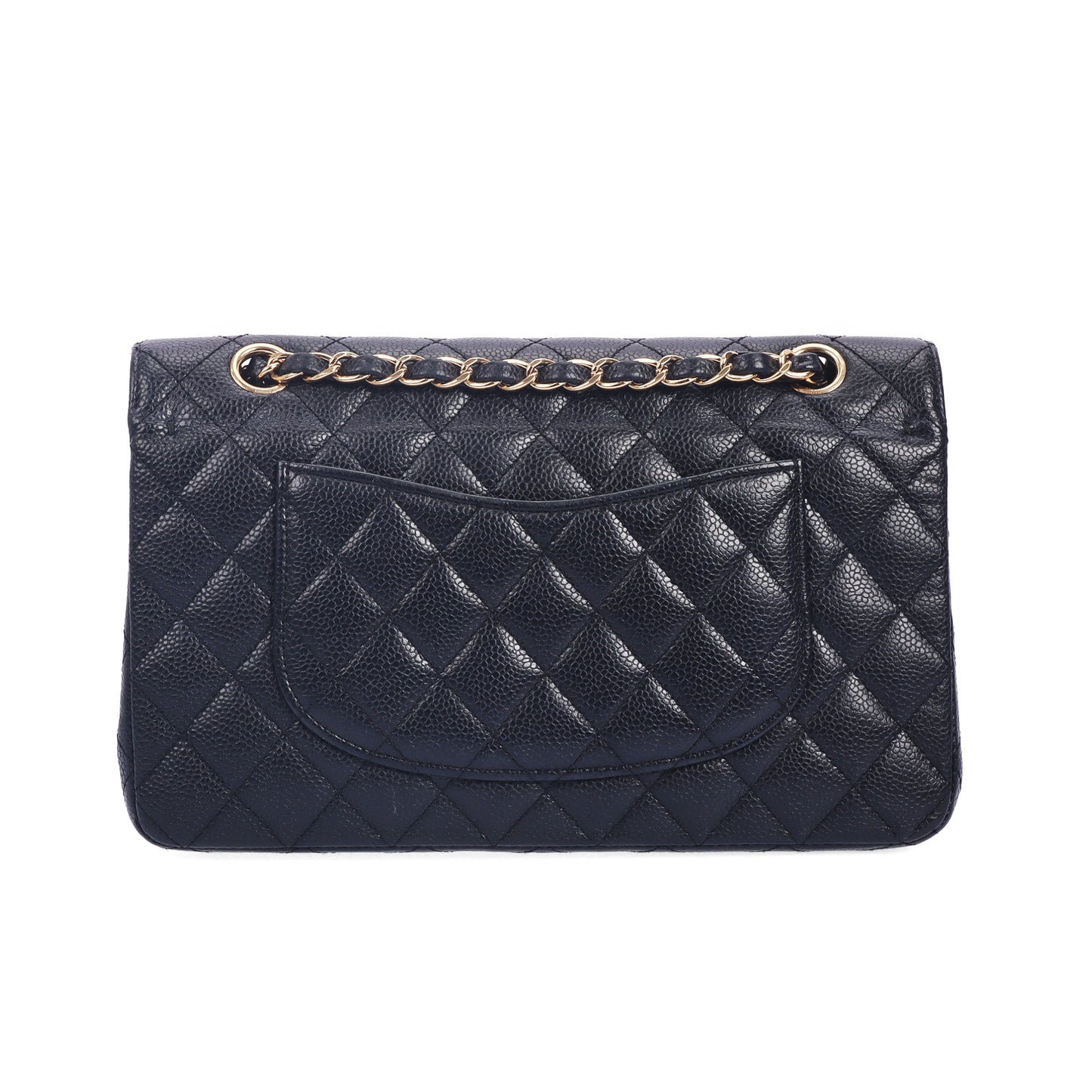 Pre-Owned Chanel Classic Flap Black Calfskin Shoulder Bag 80827416