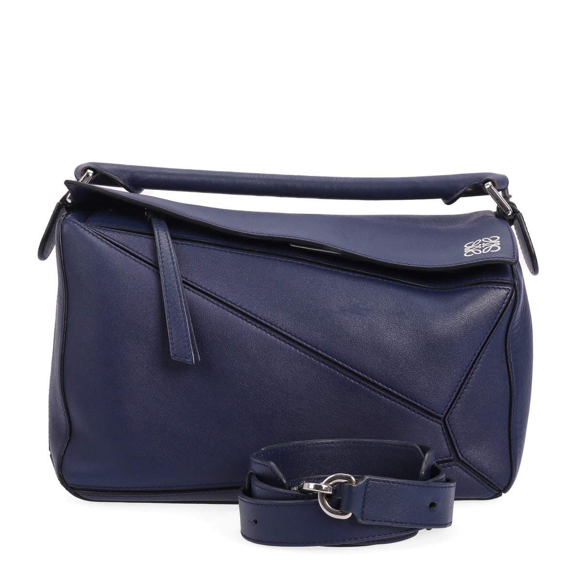 Pre-Owned Loewe Puzzle Blue Calfskin Shoulder Bag 81284140