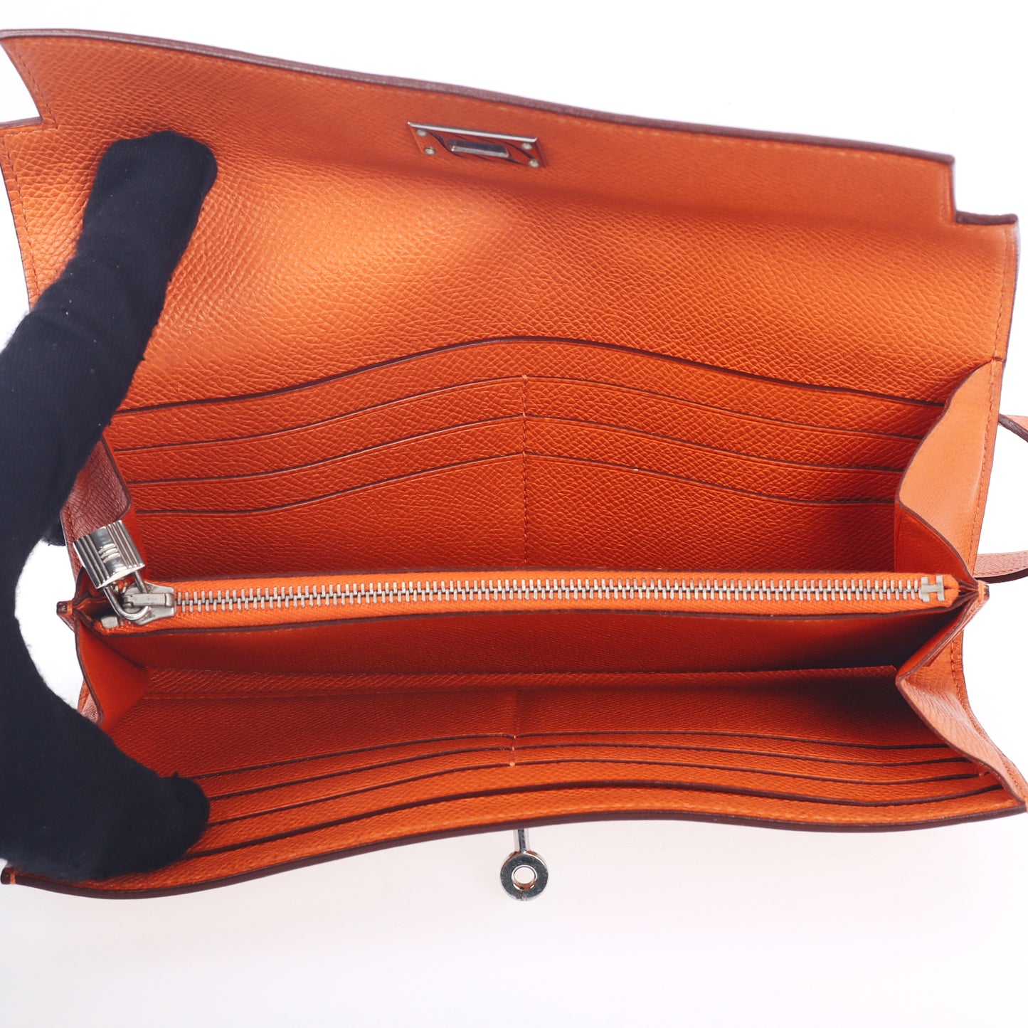 Pre-Owned Hermès Kelly Wallet Orange Epsom Calfskin Leather Wallet 84664389