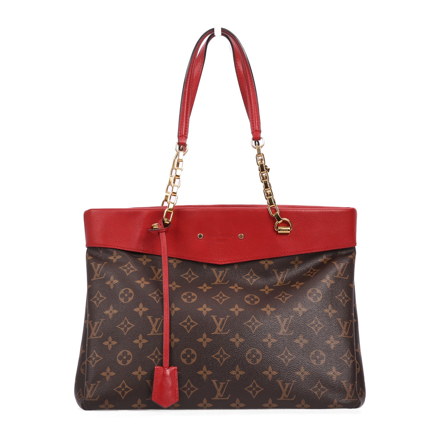 Pre-Owned Louis Vuitton Pallas Shopper Red Monogram Coated Canvas Shoulder Bag 86175410