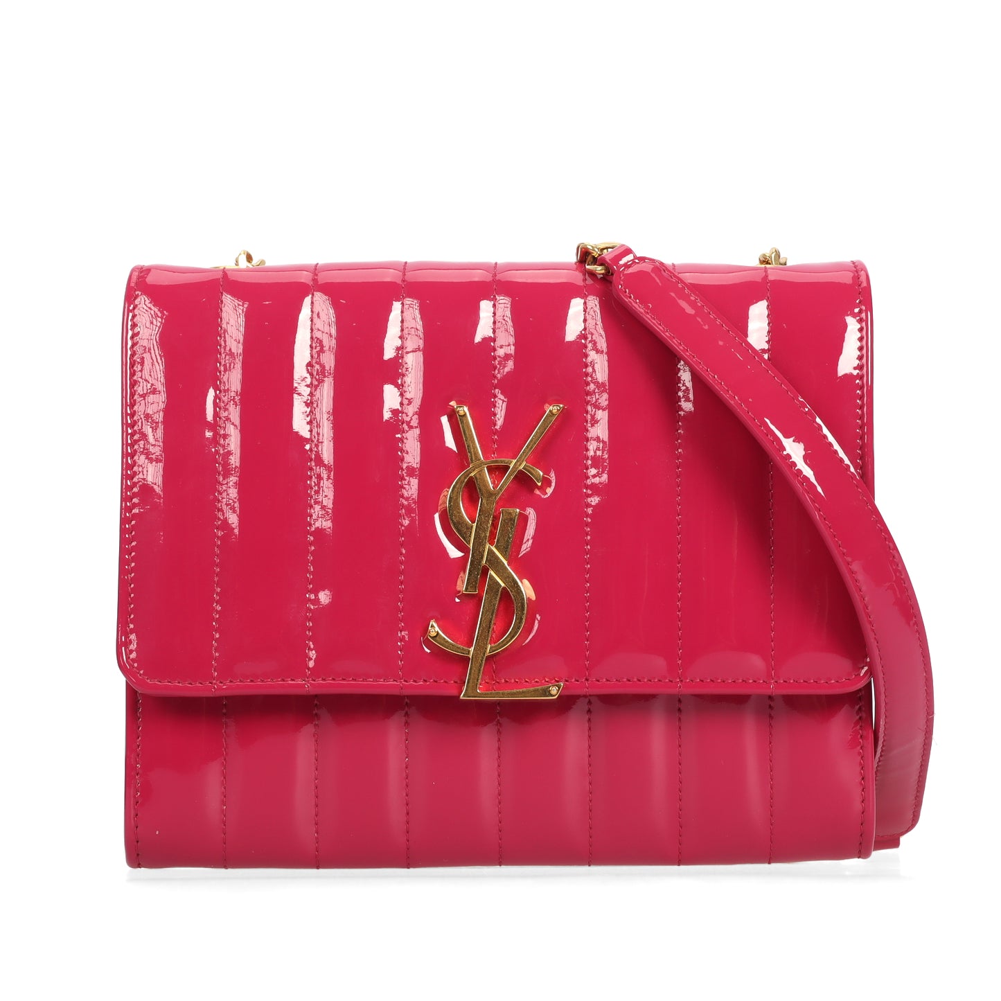 Pre-Owned Saint Laurent Vicky Fuchsia Patent Leather Crossbody Bag 89576027