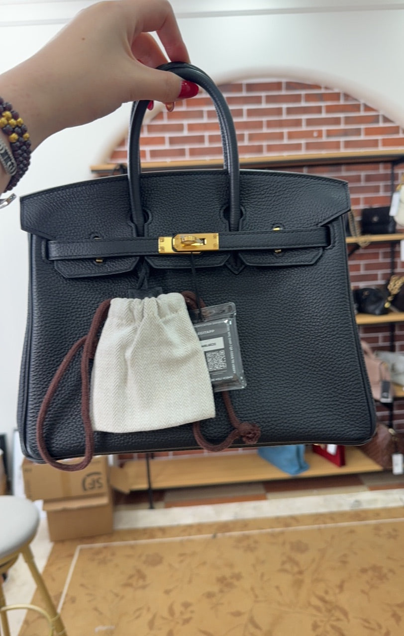 pre-owned hermes birkin 25 balck togo top handle bag 59960888(副本)(副本)