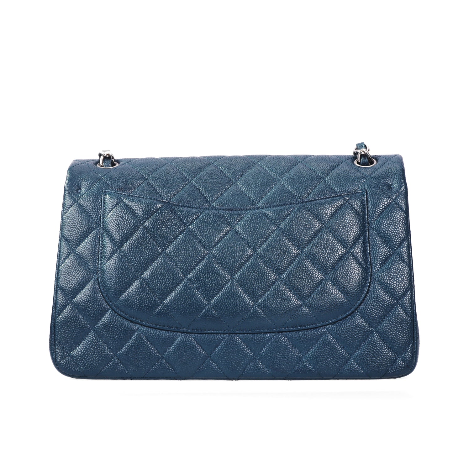 Pre-Owned Chanel Classic Flap Jumbo Dark Green Quilted Caviar Calfskin Leather Shoulder Bag 93953107