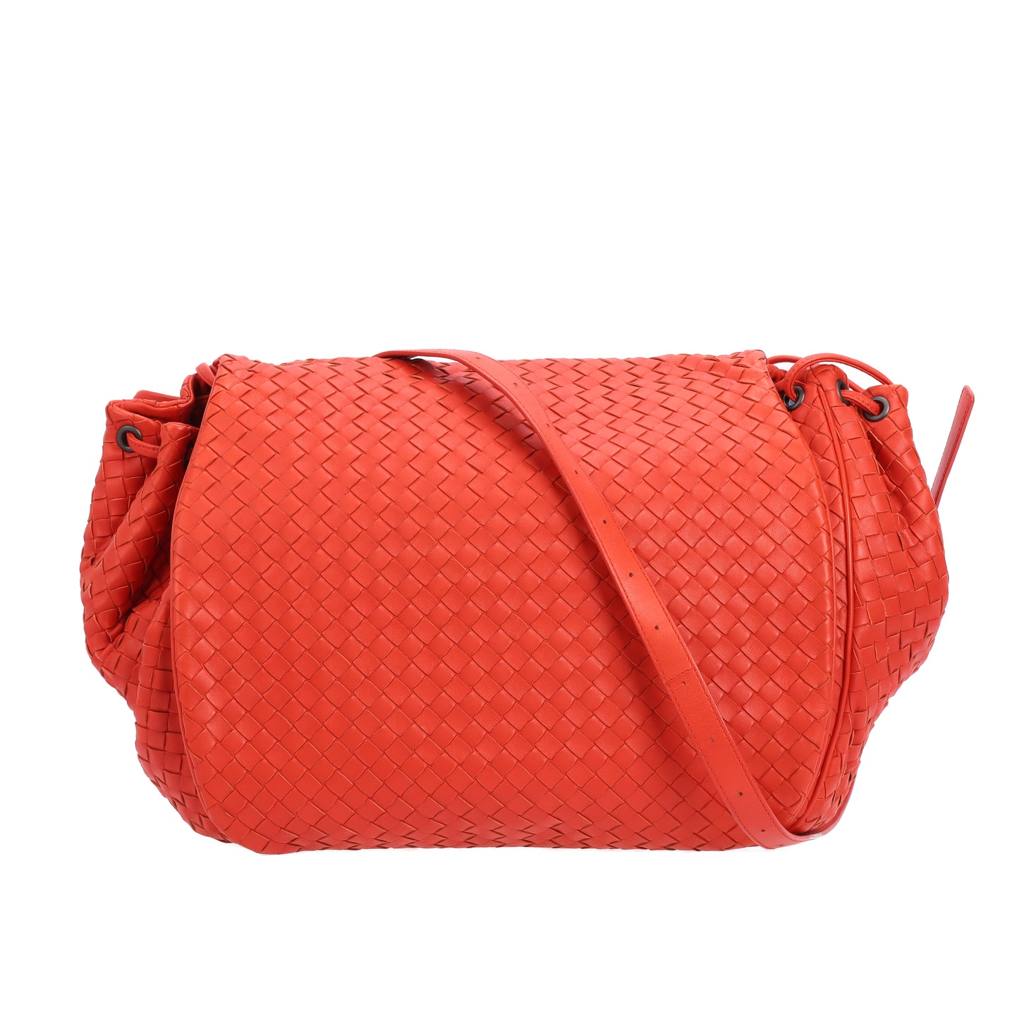 Pre-Owned Bottega Veneta Intrecciato Red Lambskin Crossbody Bag 94586520