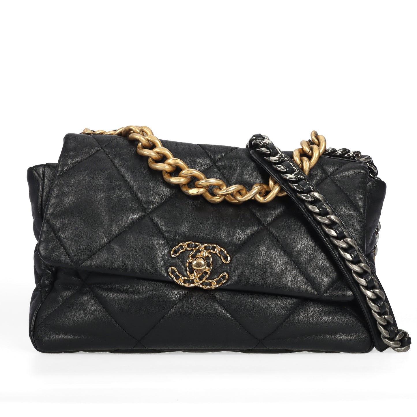 Pre-Owned Chanel 19 Black Leather Shoulder Bag 96142842