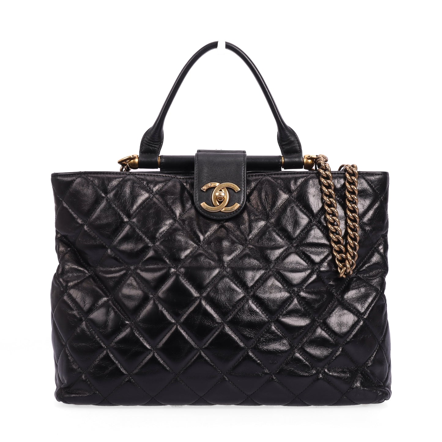Pre-Owned Chanel Black Leather Shoulder Bag 97135480