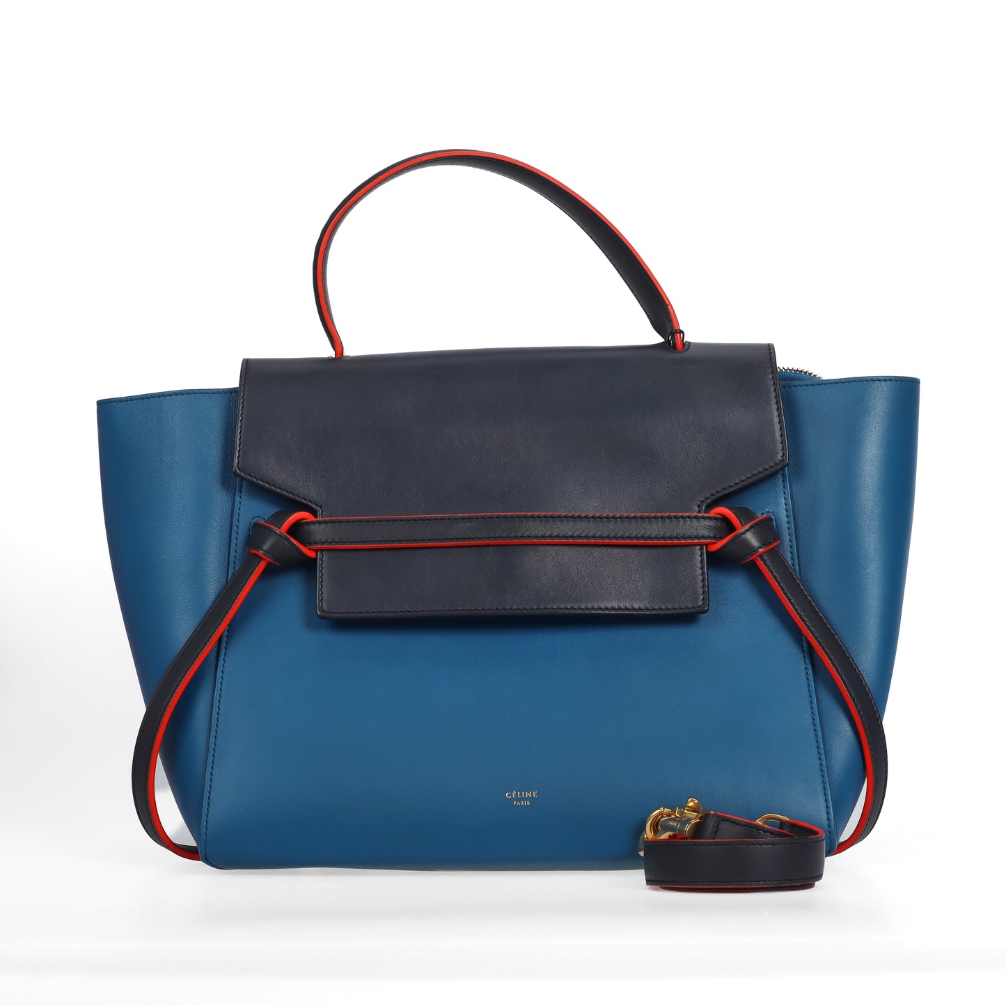 Pre-Owned Celine Blue Calfskin Shoulder Bag 97844282