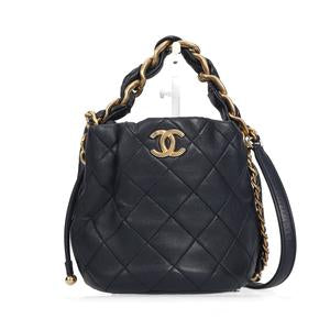 Pre-owned CHANEL Leather Shoulder bags Drawstring Bucket Black Quilted 38498065