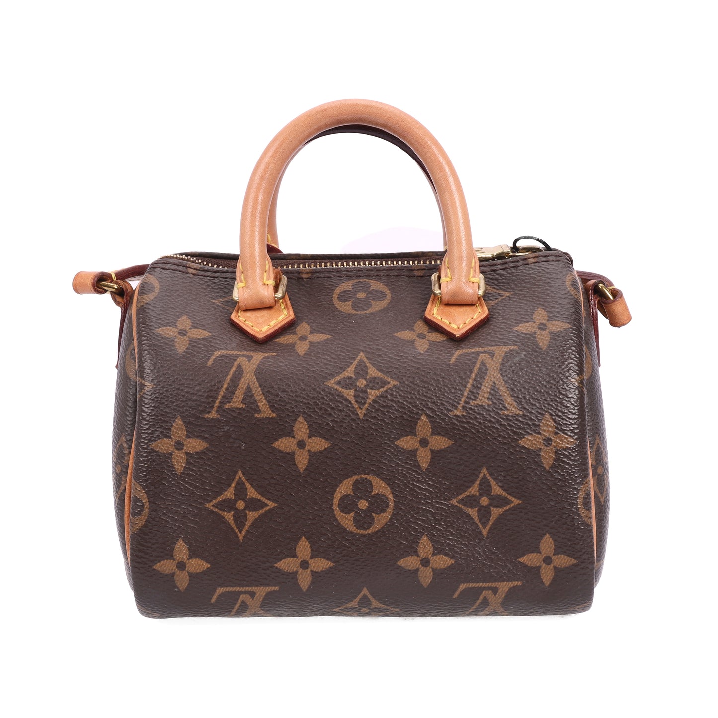 pre-owned louis vuttion speedy nano brown coated canves crossbody bag 99386377