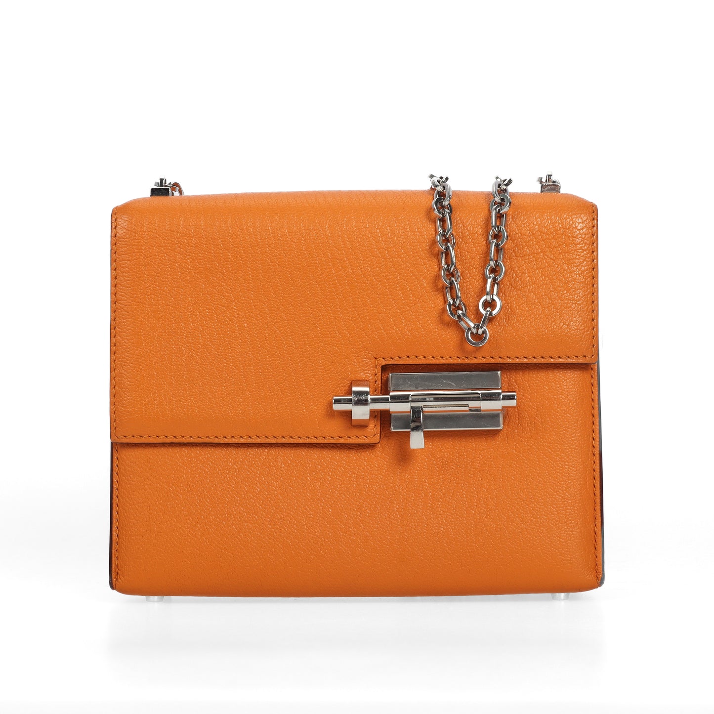 Pre-Owned Hermès Orange Chèvre Mysore Shoulder Bag 99455388 L