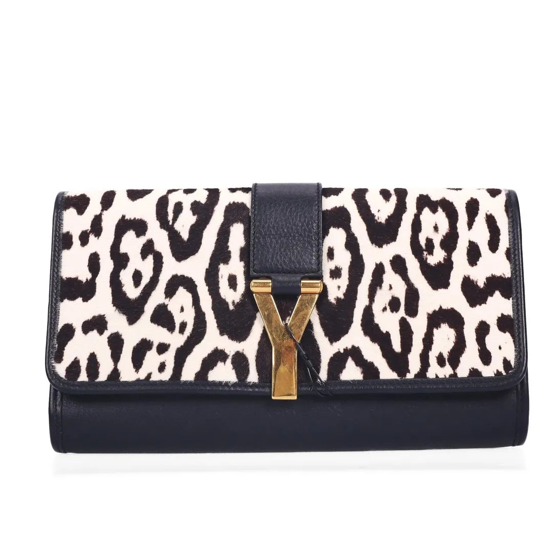 Pre-Owned Saint Laurent Classic Y-Lock Multicolor Calfskin Clutch Bag 71201201