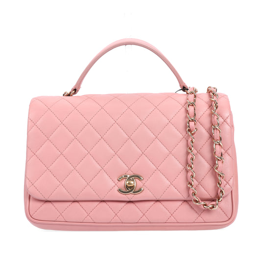 Pre-Owned Chanel Classic Flap Pink Leather Crossbody Bag 10102861