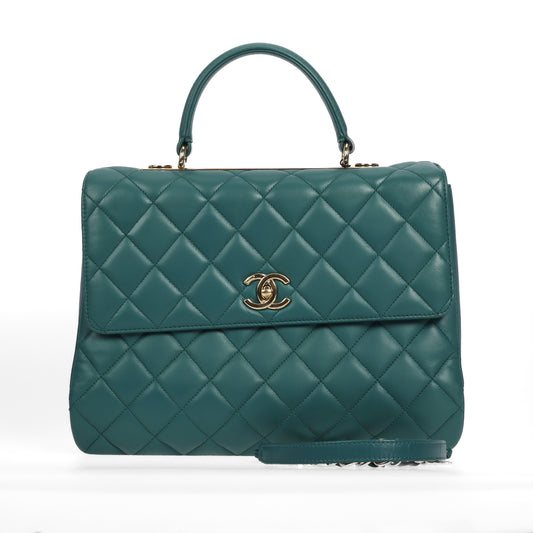 Pre-Owned Chanel Trendy CC Green Lambskin Shoulder Bag 10151485