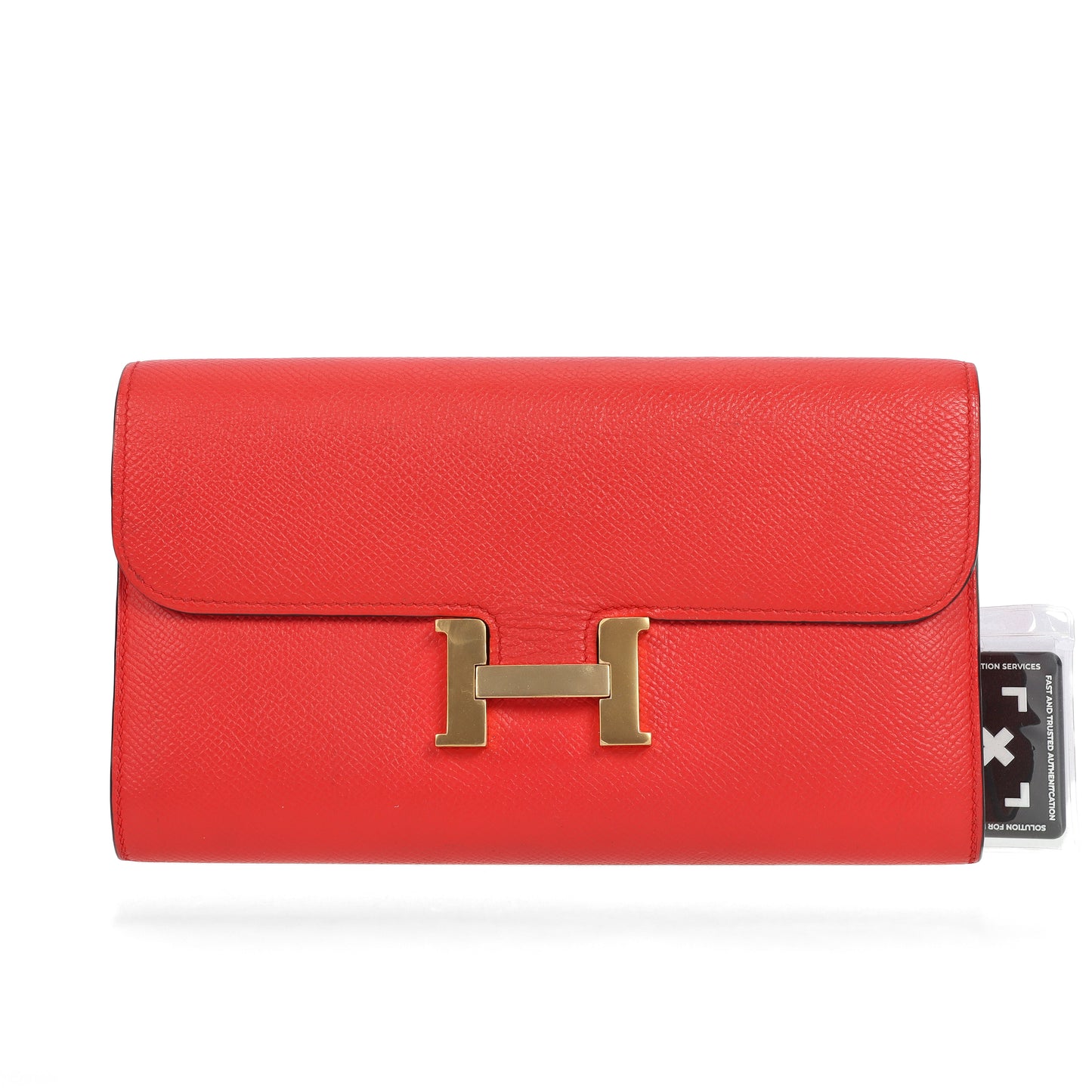 Pre-Owned Hermès Red Calfskin Wallet on Chain 10409921